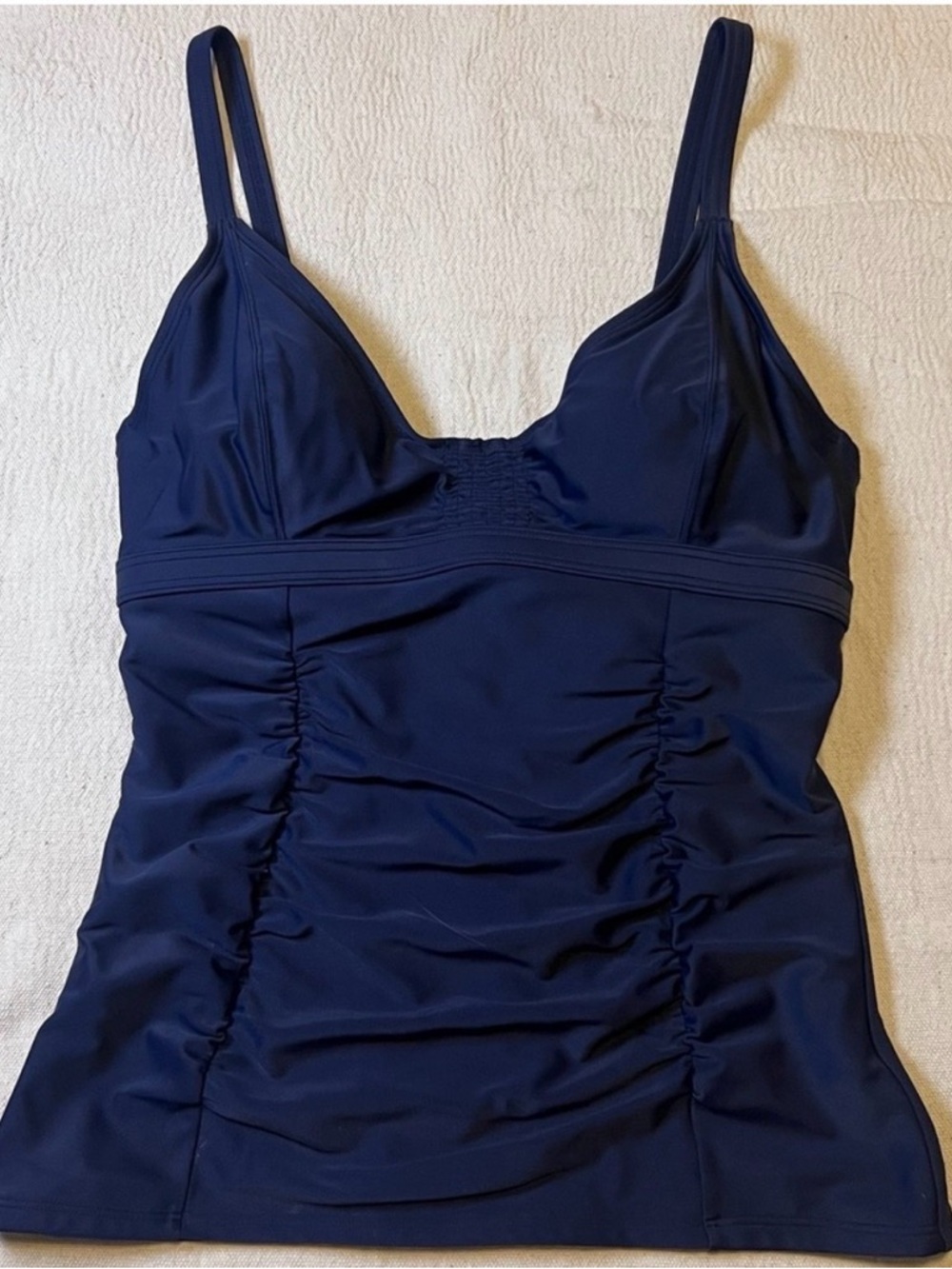 Athleta Dark Navy Adjustable Strap Swim Tankini Top 34DD Underwire Swim Separate